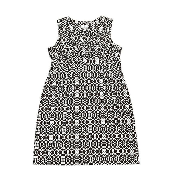 J. McLaughlin Brown and White Patterned Sleeveless Sheath Dress, Size L - Picture 1 of 9